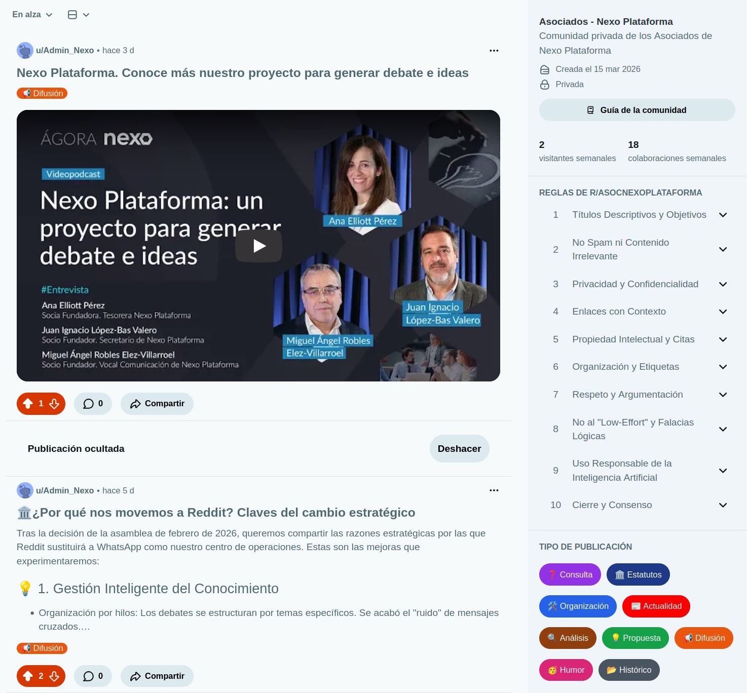 Comunidad de Nexo en Reddit
