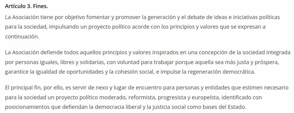 Extracto del Artículo 3 de los Estatutos de Nexo